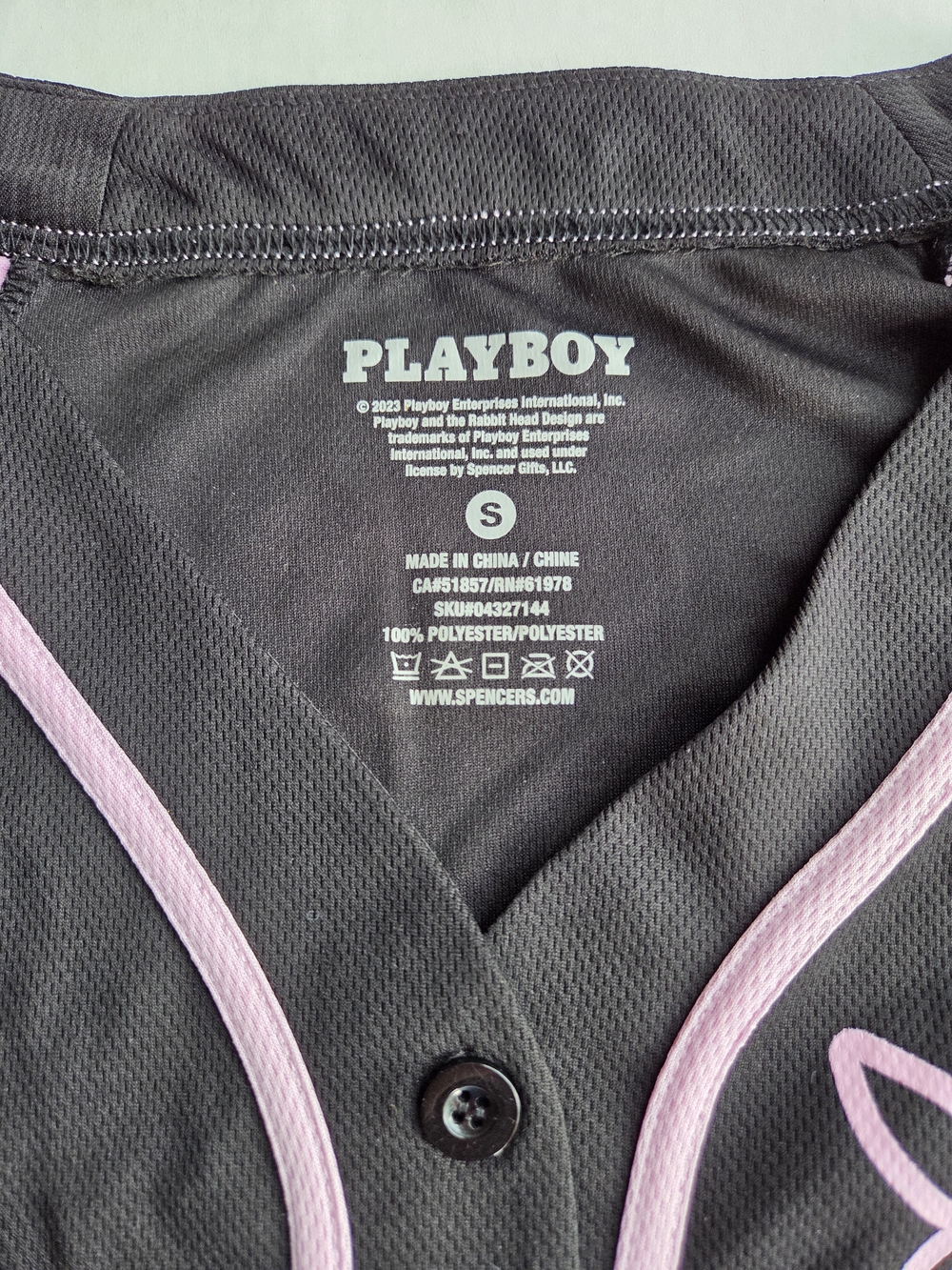 Playboy Black Pink Cropped Baseball Jersey Top NWT Women’s S - Picture 2 of 9